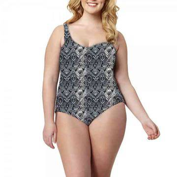 /XXL размер, Голям размер дамски цял бански ,стягащ и оформящ ефект, марка Catalina, бански в черно и бяло