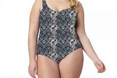 /XXL размер, Голям размер дамски цял бански ,стягащ и оформящ ефект, марка Catalina, бански в черно и бяло