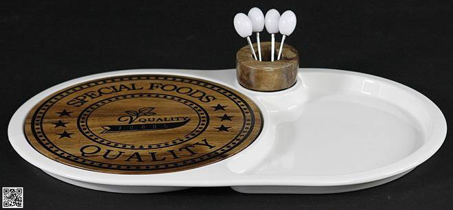 Порцеланов комплект с плато за сервиране на сирена – 38 см.