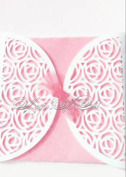 Дизайнерска покана за сватба Roses Two розово и бяло