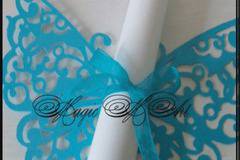 Покана за сватба тип Папирус Пеперуда модел A Gothica тюркоаз