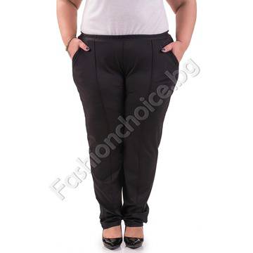 Черен макси панталон тип клин с джобчета и промазка