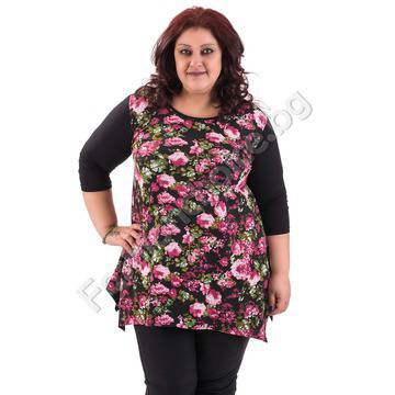 Красива макси туника в нежни цветчета в предната част