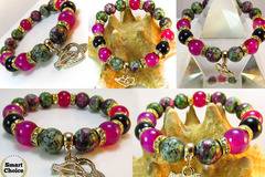 Дамска гривна от естествени камъни Оникс Ахат и Цоизит – DM-2283