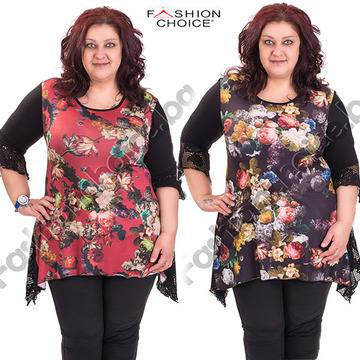 Флорална макси туника с дантела в два десена