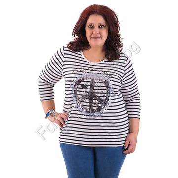 Пролетна дамска макси блуза на райета с пайети