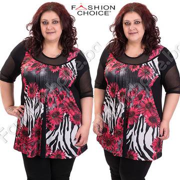 Прелестна макси туника с ръкави от тюл на цветя