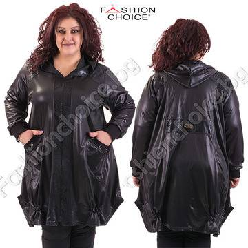 Авангарден макси жакет от ефектна промазана материя /4XL, 5XL/