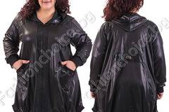 Авангарден макси жакет от ефектна промазана материя /4XL, 5XL/