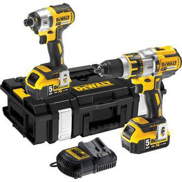 Комплект акумулаторен ударен винтоверт и ударен гайковерт Dewalt DCK255P2, 18V, 2 акумулатора x 5 Ah, Куфар