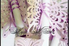 Сватбена покана Crystal и кутийка за подаръче светло лилаво комплект