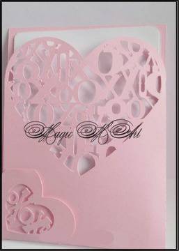 Сватбена покана сърце в розово 1053