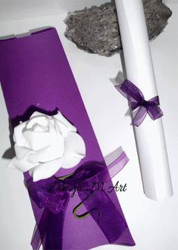 Луксозна покана за сватба в тъмно лилаво модел 4039