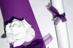 Луксозна покана за сватба в тъмно лилаво модел 4039