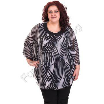 Прелестна макси блуза-тип пончо от нежен шифон