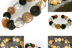 Дамска гривна от Цитрин с Планински кристал и Соколово око – DM-2354