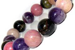 Дамска гривна от Родонит с Аметист и Соколово око – DM-2355