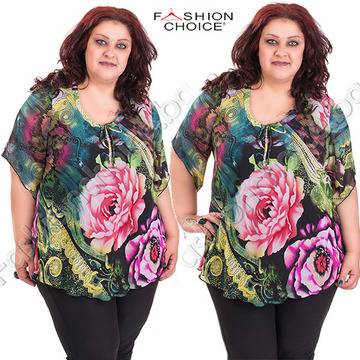 Цветна макси туника от ефирен шифон на цветя