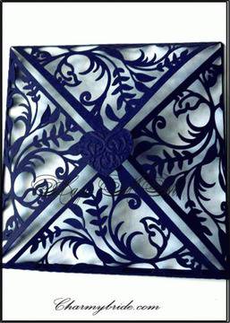 Сватбена покана в тъмно синьо 1030