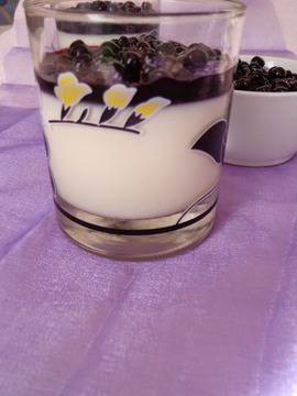 Панакота с кисело мляко и боровинки