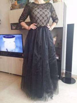 Поръчково шита официална черна рокля