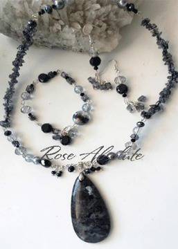 Комплект бижута Водолей – опушен кварц, лабрадорит, кристали