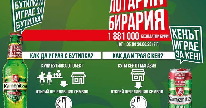 Спечелете 1 881 000 безплатни бири от Kamenitza