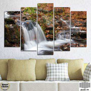 Декоративно пано за стена от 5 части с есенен горски водопад – HD-559