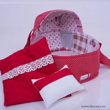 Преносимо детско кошче за кукли от плат