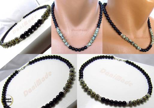 Мъжки гердан от естествени камъни Оникс и Яспис – DM-1024