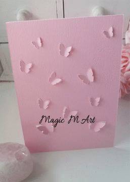 Сватбена покана с пеперудки в розово 1066