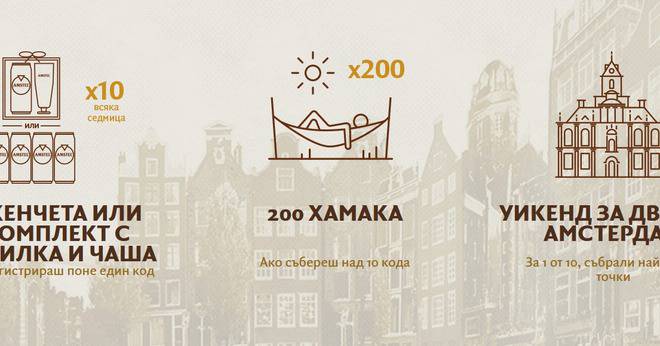 Спечелете пътуване до Амстердам, 200 хамака и по 10 комплекта бири и чаша от Amstel