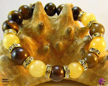 Дамска гривна от естествени камъни Тигрово око и Жадеит – DM-2253