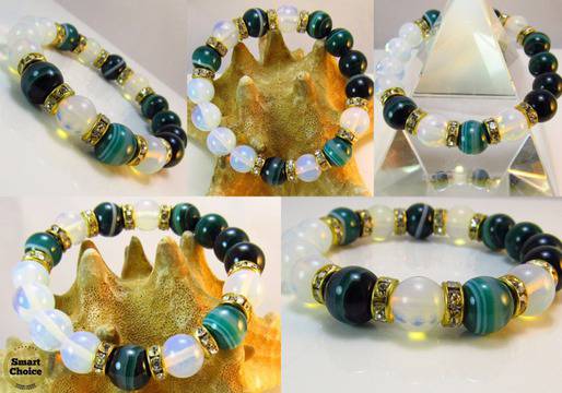 Дамска гривна от естествени камъни Ахат и Лунен камък – DM-2276