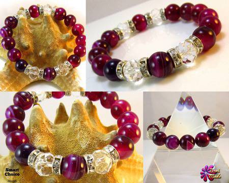 Дамска гривна от естествени камъни лилав Ахат – DM-2246