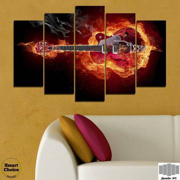 Декоративно пано за стена от 5 части – Огнена китара – HD-301