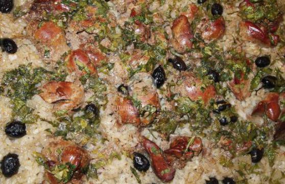 Пилешки дробчета с ориз и маслини