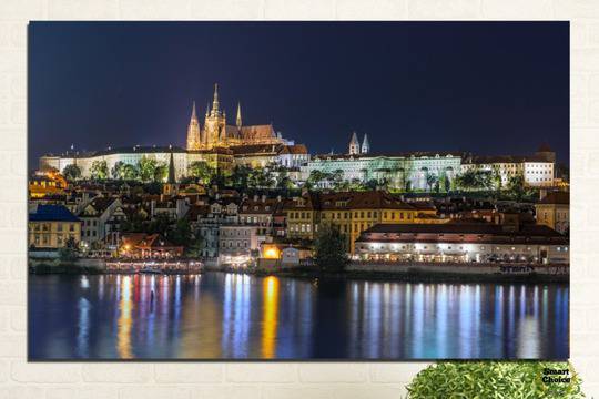 Картина пано за стена от 1 част – Нощна Прага Чехия – HD-125-1