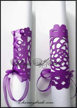 Сватбена покана тип Папирус модел Dahlia Тъмно лила