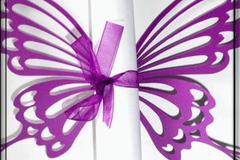 Сватбена покана тип Папирус Пеперуда модел Cinderella – тъмно лилаво