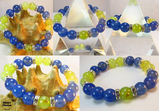 Дамска гривна от естествени камъни Кварц и Аквамарин – DM-2267