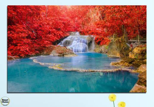 Картина пано за стена от 1 част – Горски пейзаж в червено – HD-457-1