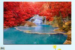 Картина пано за стена от 1 част – Горски пейзаж в червено – HD-457-1