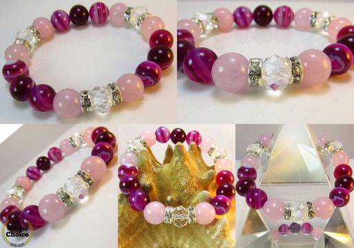 Дамска гривна от естествени камъни Ахат и Розов кварц – DM-2279