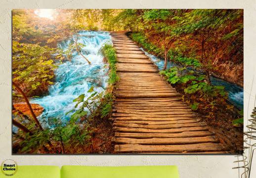 Картина пано за стена от 1 част с горски пейзаж и мост – HD-359-1