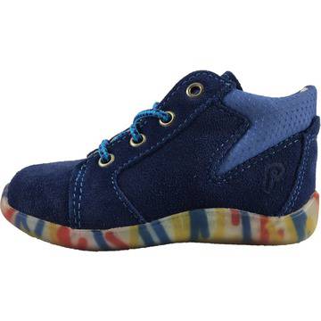 Тъмно сини велурени обувки с шарена подметка