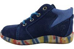 Тъмно сини велурени обувки с шарена подметка