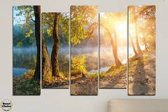 Декоративно пано за стена от 5 части – Изгрев над горско езеро – HD-379