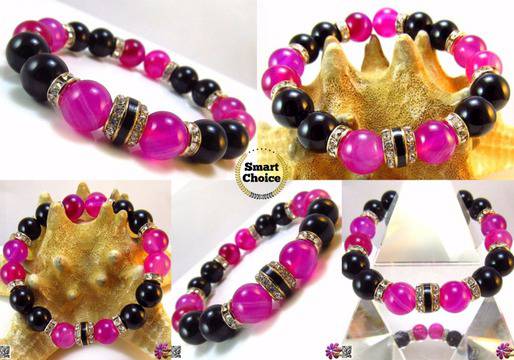 Дамска гривна от естествени камъни Ахат и Оникс – DM-2319