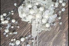 Дизайнерски фуркети за коса перли и кристали модел Ivory Kiss Комплект 5 броя